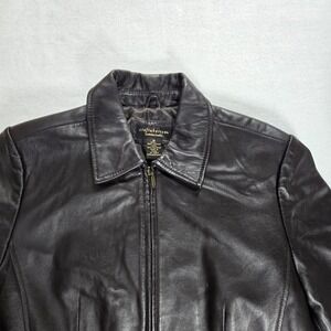 Croft & Barrow Lambskin Leather Jacket Size Medium Chocolate Brown Full Zip